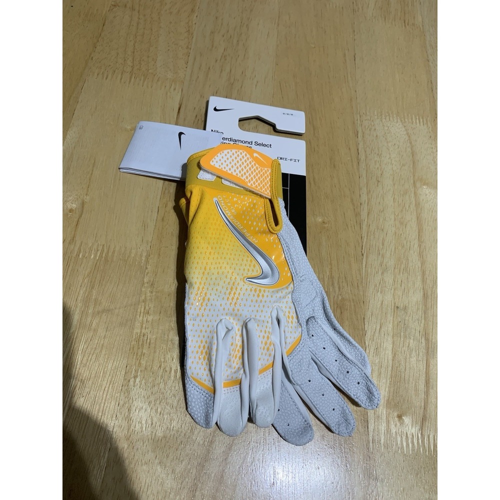 Nike Hyperdiamond Select Batting Gloves Yellow/White Womens‎ Medium Pair Set x2